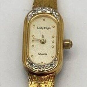 LADY ELGIN QUARTZ GOLD-TONE DIAMOND WRIST WATCH NEEDS NEW BATTERY